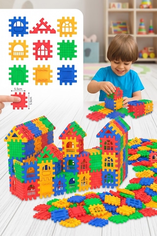 Puzzle City 128 Parça Eğitici Yapı Blokları Tak Çıkar Şehir Kurma Seti 3+ Yaş
