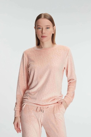 Uzun Kol Sweatshirt Ve Pantolon Takım Pijama Takımı Şeftali