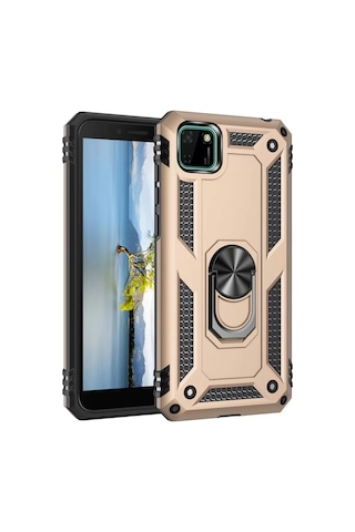 Newface Huawei Y5p Kılıf Sofya Yüzüklü Silikon Kapak - Gold Altın