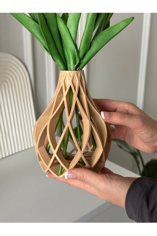 3d Dekoratif Modern Tasarımlı Şık Ve Zarif. Gösterişli Sahha Vazo. Masa Vazo. Salon Vazo Bej