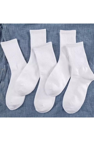 Bgk Unisex Kolej Düz Desensiz Çorap  6 Adet Beyaz