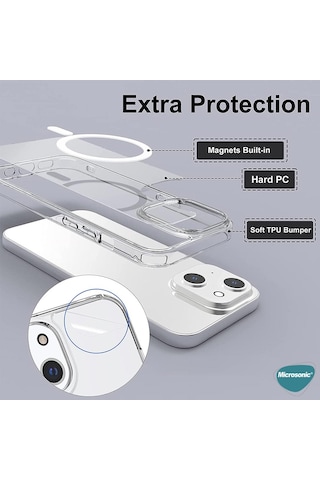 Microsonic iPhone Uyumlu 13 Kılıf MagSafe Clear Soft