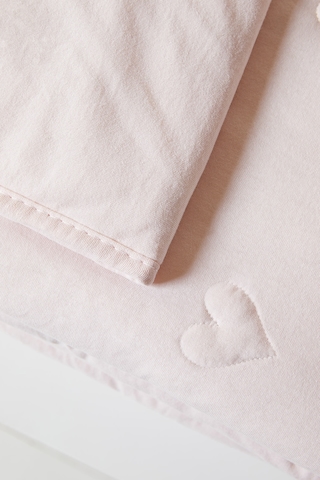 Ocean Home Textile %100 Pamuk Penye Pembe Kalp Nakışlı Bebek Çok Amaçlı Örtü 90 X 120 Cm