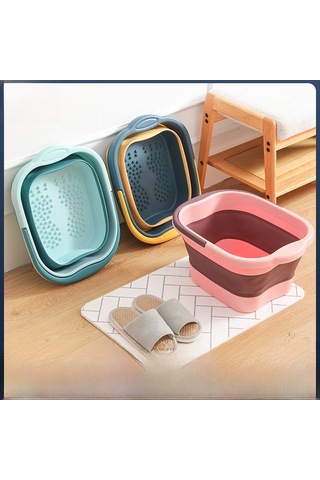 Mufunye Ev Kullanıma Uygun Taşınabilir Katlanabilir Derin Topuk Masajlı Plastik Ayak Havuzu Gri-beyaz, 13l Diğer