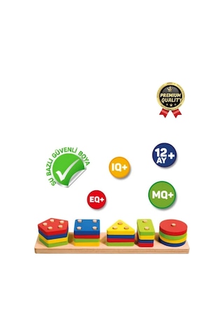 Özel Üretim Kişisel Gelişim Koordinasyon Çocuk Eğlenirken Öğreten Ahşap Geometrik Şekiller Oyunu
