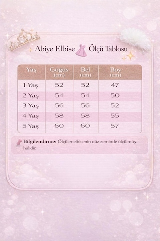 Ayışığı Kız Çocuk Tüllü Pembe Abiye Elbise Volanlı Etek Prenses Model Abiye Elbise Taç Hediyeli 1-5 Yaş Pembe
