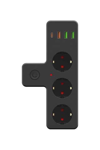 Ftr-12 Termal Akım Korumalı Isıya Dayanıklı 3 Lü Priz 3x Usb 1x Type-c Standart