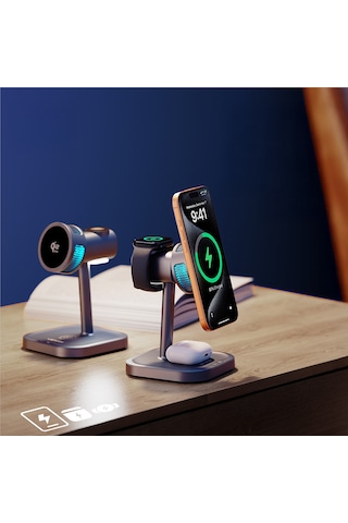 Lenyes Pw323 Qi2 Şarj Teknolojili Kablosuz Şarj Standı Telefon&akıllı Saat&kulaklık 25w 3in1 Siyah