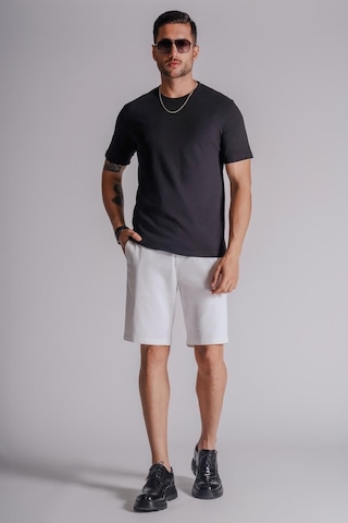 Braccas Erkek Yandan Cepli Klasik Bel Relaxed Fit Chino Şort Beyaz Beyaz