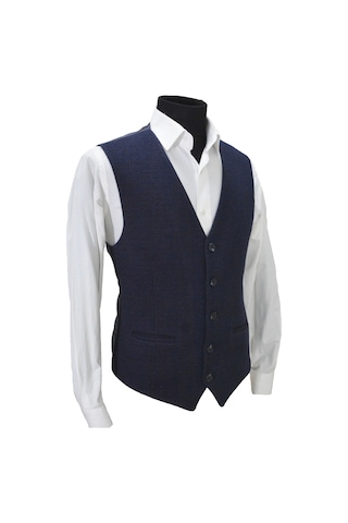 Mentor Regalo Erkek Yelek V Yaka Lacivert Kabartma Desen 50454