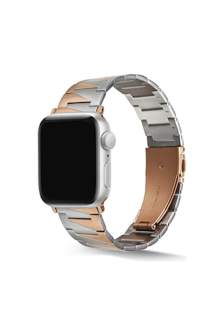 Ekılıf - Apple Uyumlu Watch 38mm - Kordon Metal Kordon Krd-48 - Gümüş-rosegold