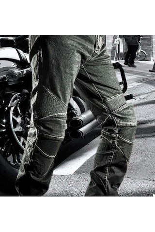 Motosiklet Pantolonu Likralı Esnek Kumaş Korumalı Kevlar Kot Motor Pantolon Jean Siyah