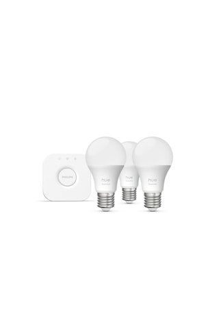 Philips Hue Essential 3'lü E27 Ampul Başlangıç Seti 806 Lumen, Hue Bridge Dahil Çok Renkli