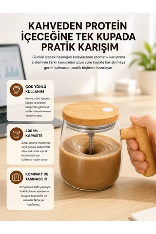 Mey İthalat Ip6 Su Geçirmez Şarjlı Kupa 3d Karıştırma, 400 Ml Yeni Nesil Çok Renkli