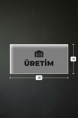 Üretım Yazılı - Metal - Beyaz Renk - Kapı İsimliği - 20x10 Cm