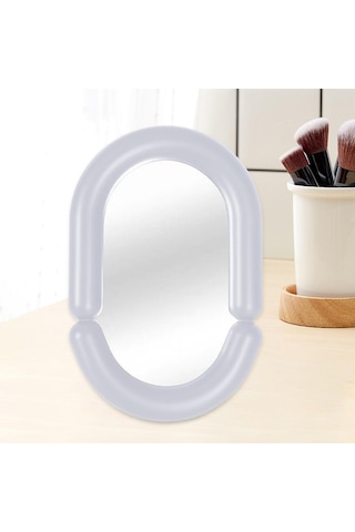 Homyl Düzensiz Makyaj Aynası Masa Üstü Aynası, Çok Yönlü Oval Şekil Beyaz