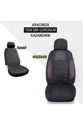 Hyundai İ30 Araçlara Uyumlu Oto Koltuk Kılıfı Seti - Violet Serisi Siyah/kırmızı