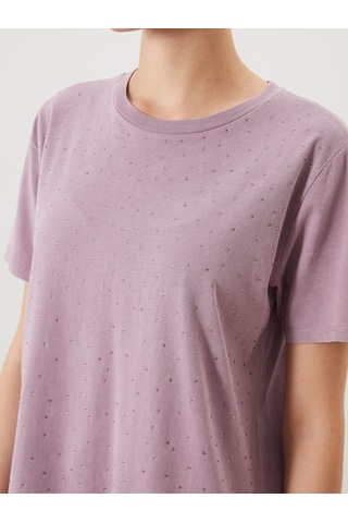 Lcw Comfort Pembe Taşlı %100 Pamuklu Kadın Tişört