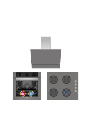 Simfer SB8222 - T3538 - SD8736 QS Mekanik Gri 3'lü Ankastre Set