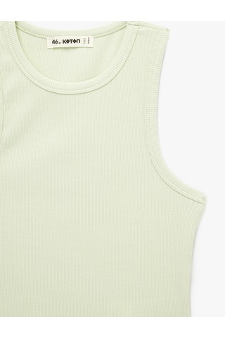 Koton Slim Fit Bisiklet Yaka Fitilli Kolsuz Atlet Yeşil 6sal30051ık