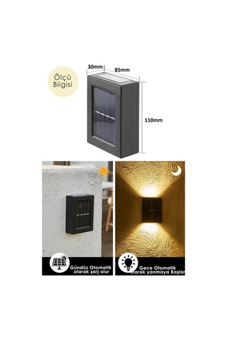 4 Ledli Solar Çift Taraflı Duvar Lambası Güneş Enerjili Aydınlatma Dekorasyon Aplik Işık Diğer