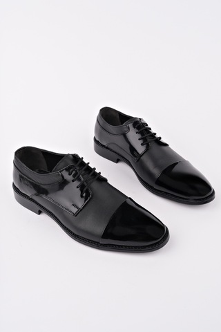 Muggo Mitkov Hakiki Deri Klasik Günlük Ortopedik Bağcıklı Erkek Ayakkabı Siyah