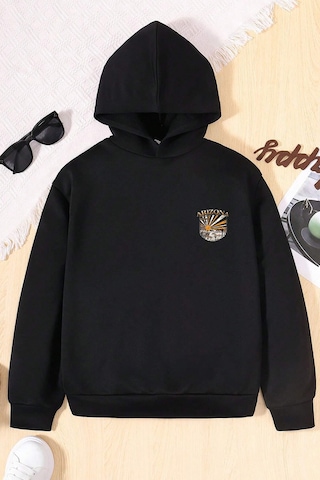 Arizona Baskılı Erkek - Kız Çocuk Rahat Kalıp Sweatshirt Siyah
