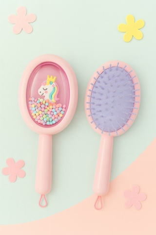 1 Adet Pembe Unicorn Figürlü Renkli Boncuklu Çocuk Saç Tarağı Fırçası Kolay Taranma Saçları Acıtmaz Saç Fırçası