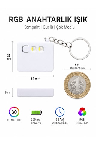 Şarjlı Mini Led Rgb El Feneri Beyaz