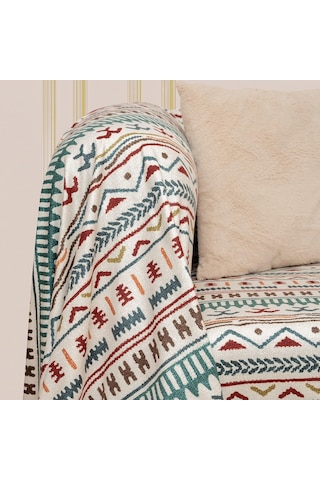 Latuda Concept Softmicro Boho Etnik Desenli Mikrofiber Koltuk Örtüsü Ve Tv Battaniyesi, Koltuk Şalı, Kaymaz Turkuaz Genel