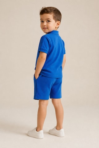 Eray Alp Kids Erkek Çocuk Mavi Polo Yaka Tişört Şort Takımı Yazlık Günlük Model