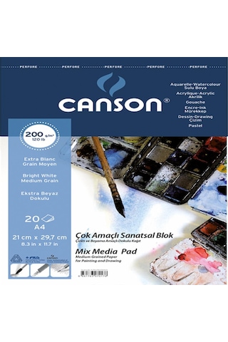 Canson 200Gr. 20 Yaprak. A4 Çok Amaçlı Sanatsal Blok