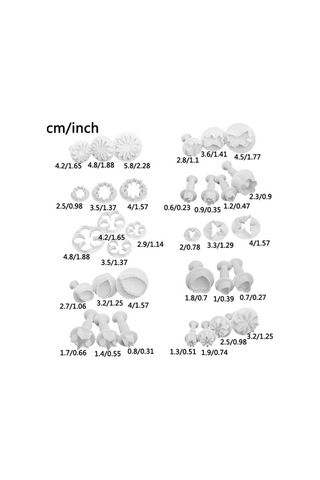 Fortunelane 33 Parça Pasta Dekorasyon Seti - Beyaz, Gıda Kalitesi Plastik, 10 Farklı Desenli Kesici Ve Damga Araçları İle Pratik Beyaz