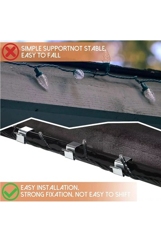 Suofeng Gümüş Küçük Boy Manganez Çelik Noel Işık Kancaları - Dış Mekan Işık Klipsleri, Noel Dekorasyonu, 100 Adet Paket