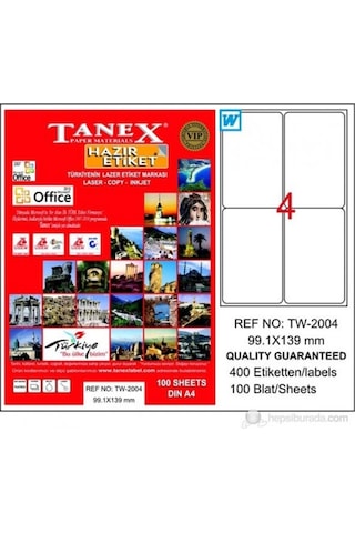 Tanex TW-2004 99.1 x 139 MM Lazer Etiket 100 Adet
