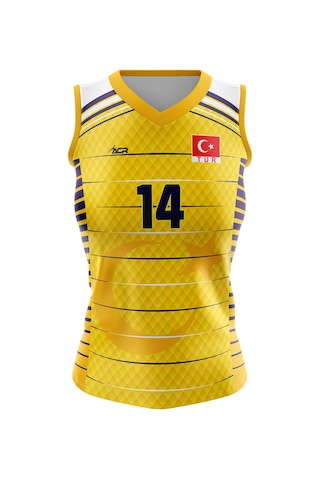 Voleybol Forması Türkiye Model Dijital Baskı Kişiye Özel Tasa... Sarı