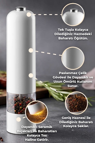 Primanova Gadget Paslanmaz Çelik Tuz & Karabiber Öğütücü Pilli