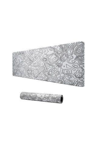 Klasse Pro - 6 Farklı Model Dikişli Kenar 70x30 Cm Oyuncu Gaming Mouse Pad White Map Lines