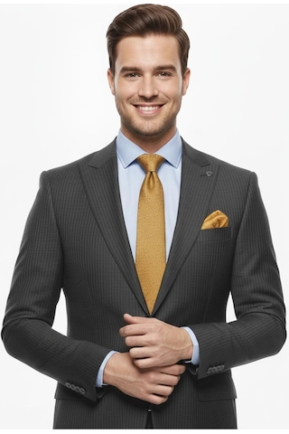 Presto Erkek Slimfit Çizgili Yün Takım Elbise 6 Drop Lacivert 2127-200 Lacivert