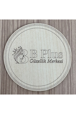 10'lu Kişiye / Şirkete Özel Logolu Bardak Altlığı Seti Lazer Kesim Kurumsal Hediye 9 Cm Açık Ahşap