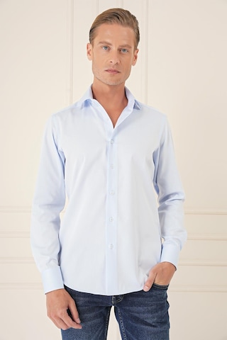 Efor Slim Fit %100 Pamuk Non Iron Kumaş Klasik Mavi Gömlek Gk 735 Mavi