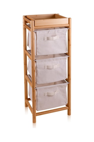 The Mia Bambu 3 Bez Çekmeceli Düzenleyici Dolap Raf 90x35x30 Cm Çok Renkli