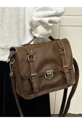 Sonbahar Ve Kış Retro Toka Moda Sırt Çantası-kahverengi Kahverengi