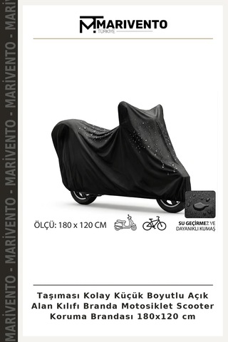 Taşıması Kolay Küçük Boyutlu Açık Alan Kılıfı Branda Motosiklet Scooter Koruma Brandası 180x120 Cm