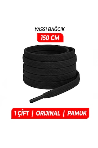 Wonkey Yassı Sneakers Spor Ayakkabı Bağcığı , Düz Bağcık , Yüksek Kaliteli Bağ, Spor Ayakkabılar İçin Premium Pamuk Bağı, Kaliteli Bağcık 1 Çift Siyah