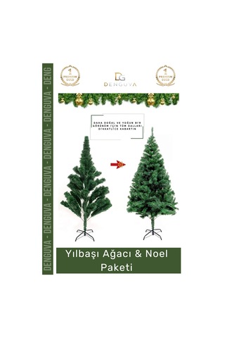 Noelpaketi Yılbaşı Çam Ağacı Ev Ofis Dekorasyonu Kaliteli Sık Dallı Noel Paketi 150 Cm 220 Dal Standart