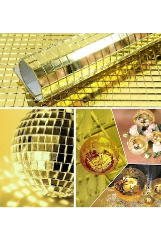 Mucit Home Gold Cam Mozaik Sehpa Paneli Fayans Çıkartmaları El İşi Kare Cam Kendinden Yapışan