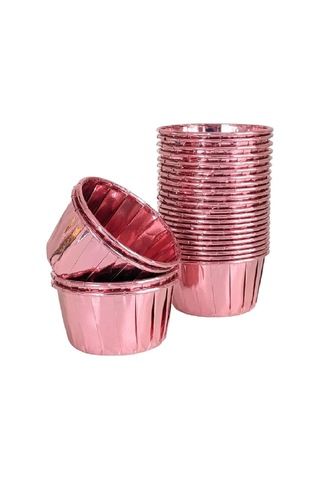 Trend Hediye Sepeti 25'li Rose Gold Parlak Pembe Muffin Kek Kalıbı, Kek Kapsülü Cupcake Kalıbı, Airf Sku: Smg8690010534705 Açık Gri