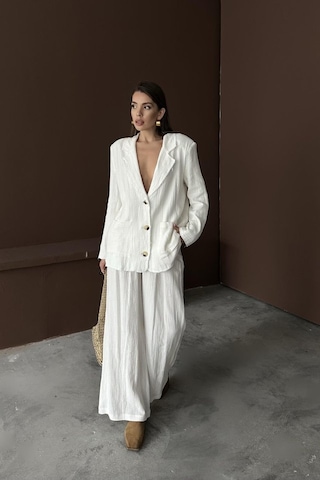 Sensuelle Beyaz Oversize Müslin Takım Beyaz