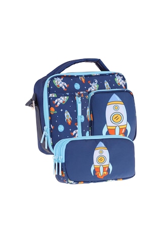Kaukko Kids Erkek Çocuk Lacivert Roket Üç Bölmeli Thermo Beslenme Çantası Ve Kalemlik Seti L7260+l8260 Lacivert